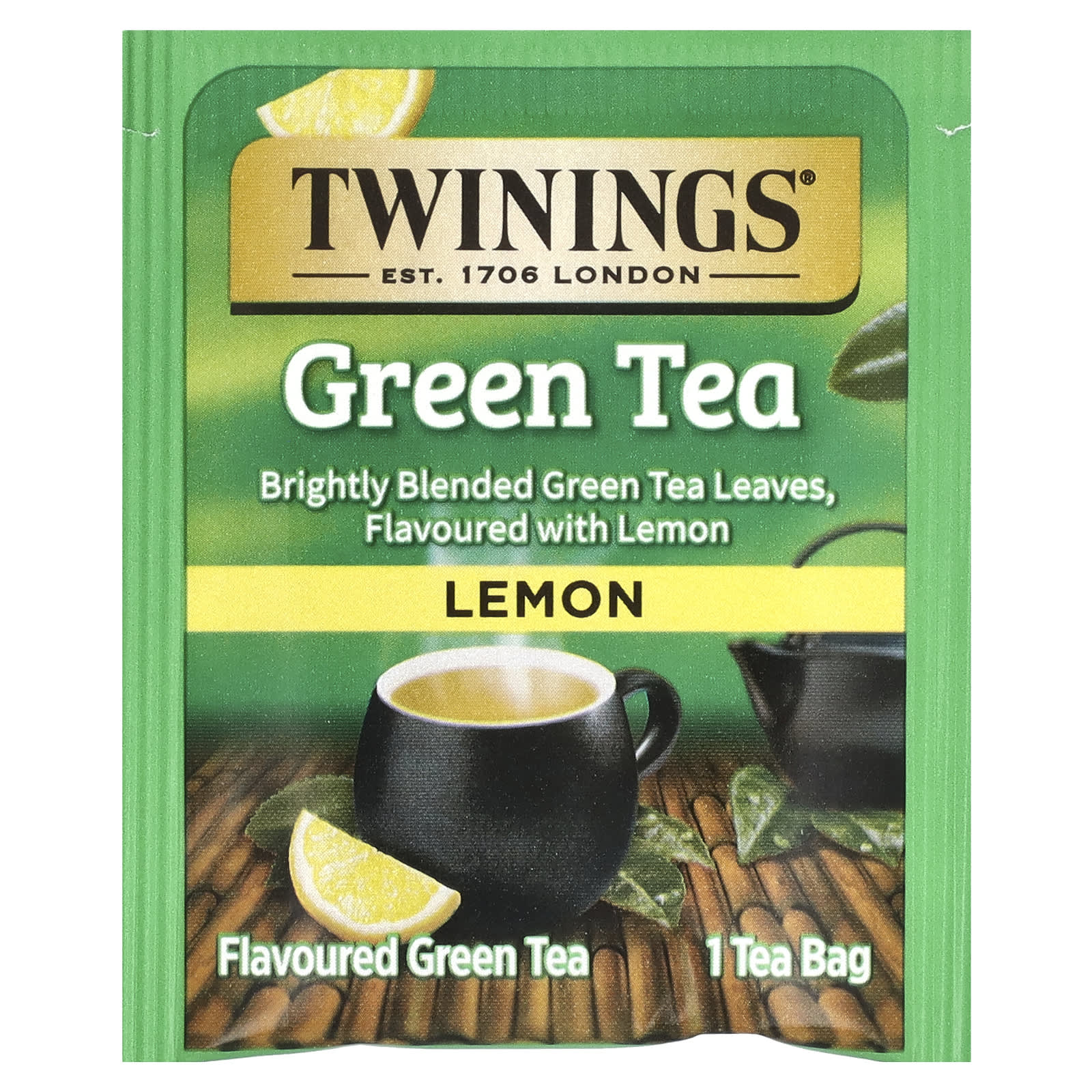 Зеленый чай Twinings Flavored 20 Tea Bags, вкус Lemon, 40 г, чайные пакетики — фото 3