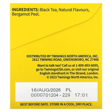 Чайные пакетики Twinings Black Tea Earl Grey Extra Strong 20, 40 г