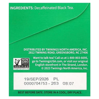 Чайные пакетики Twinings Pure Black Tea Irish Breakfast 20, оттенок Decaffeinated, 40 г