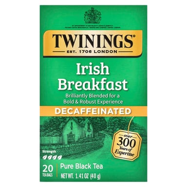 Чайные пакетики Twinings Pure Black Tea Irish Breakfast 20, без кофеина, 40 г