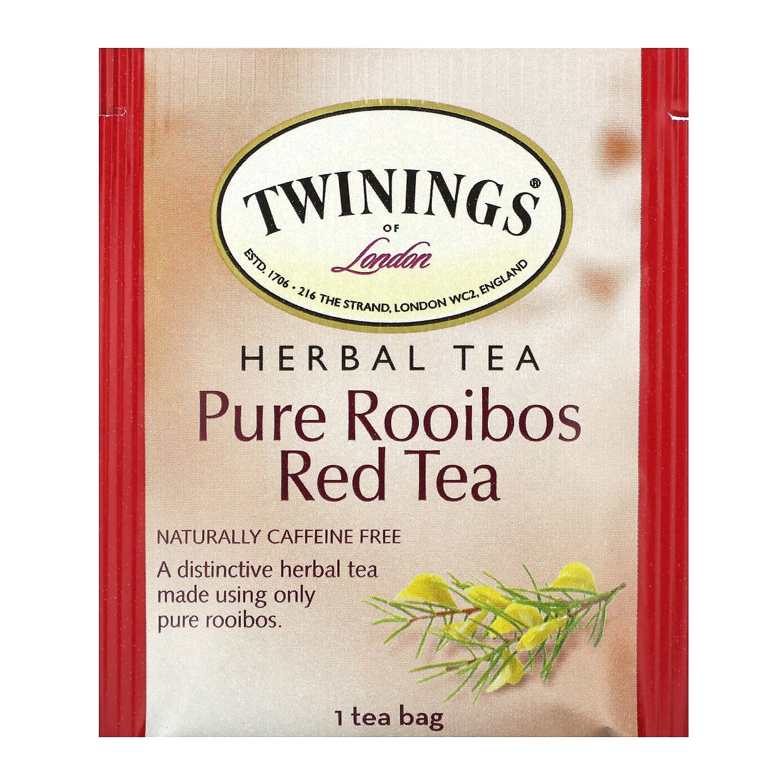 Травяной чай Twinings Pure Pure Rooibos Red Tea 20 Tea Bags, без кофеина, 40 г, чайные пакетики — фото 3