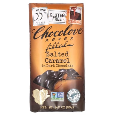 Темный шоколад Chocolove 55% Cocoa, вкус Filled Salted Caramel in Dark Chocolate, 90 г