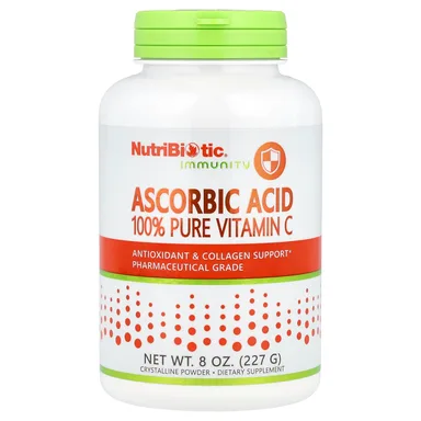 Фото товара: Аскорбиновая кислота с биофлавоноидами NutriBiotic Immunity Ascorbic Acid 100% Pure Vitamin C, кристаллический порошок, 227 г