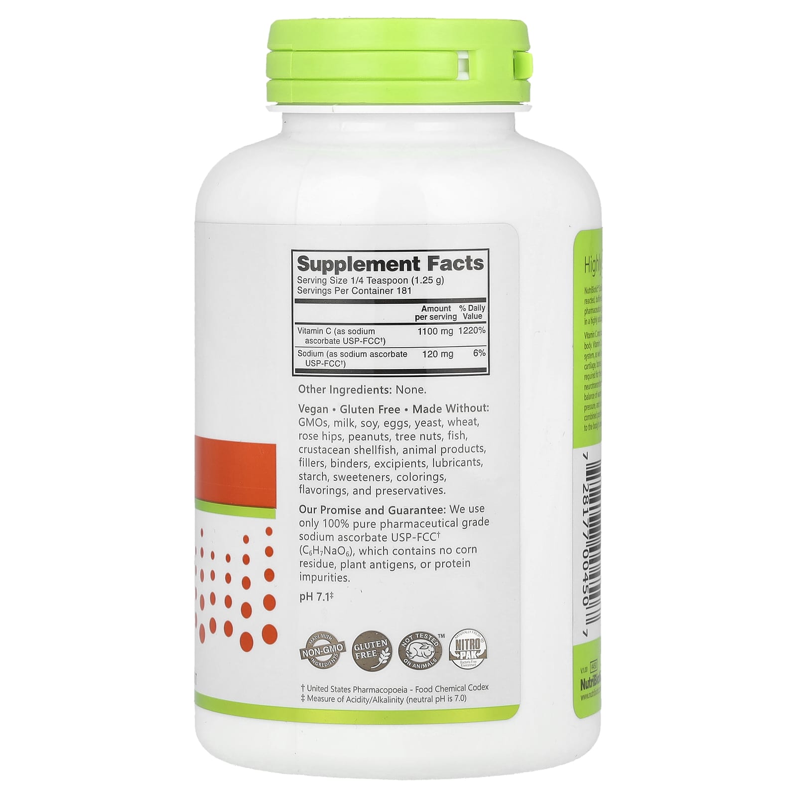 Кристаллический порошок NutriBiotic Immunity Sodium Ascorbate, кристаллический порошок, 227 г — фото 2