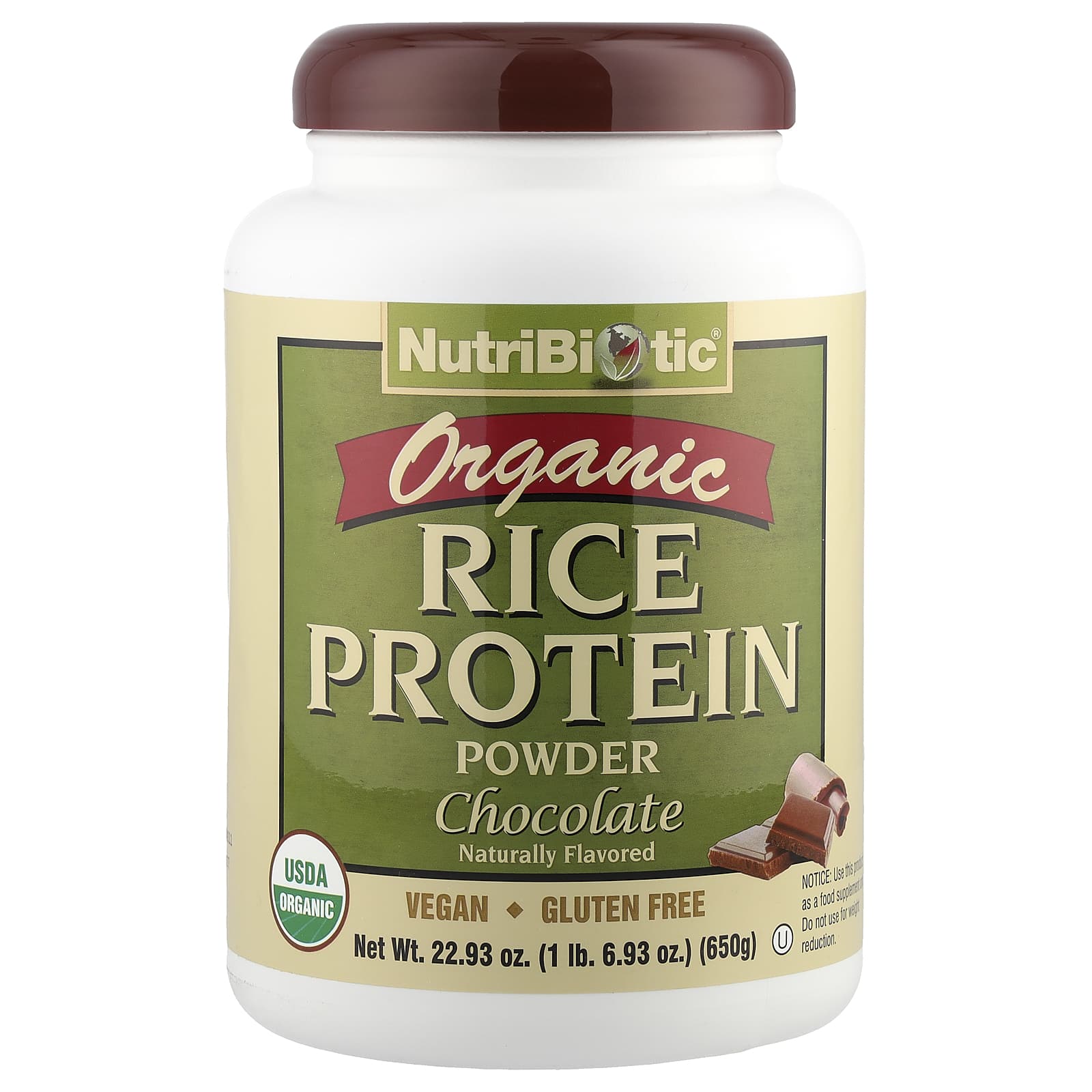 Протеиновый порошок NutriBiotic Organic Rice, вкус Chocolate, 650 г