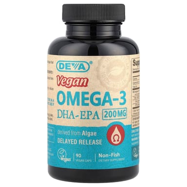Омега-3 Deva Vegan DHA-EPA Delayed Release 90 Vegan Caps, 200 мг
