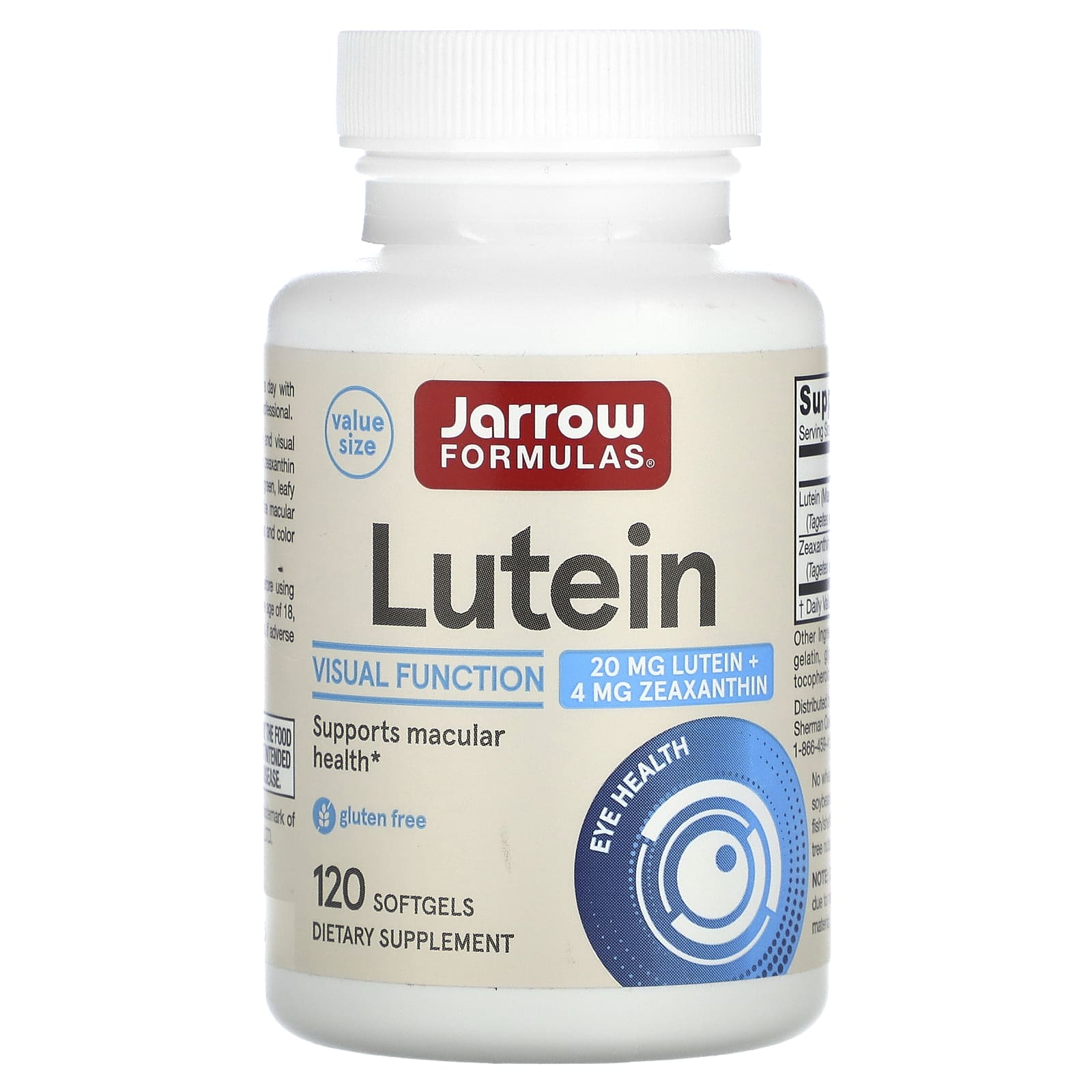 Лютеин Jarrow Formulas, 20 мг, 120 мягких капсул