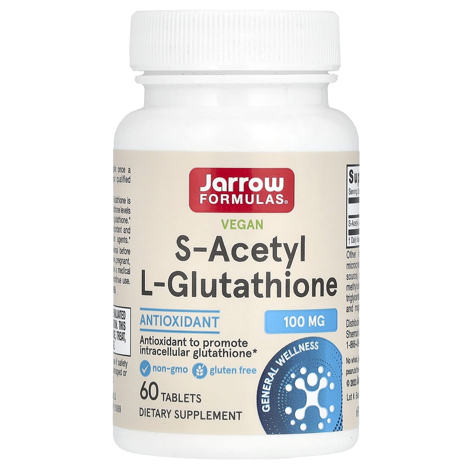 Глутатион Jarrow Formulas Vegan S-Acetyl L-, 100 мг, 60 таблеток