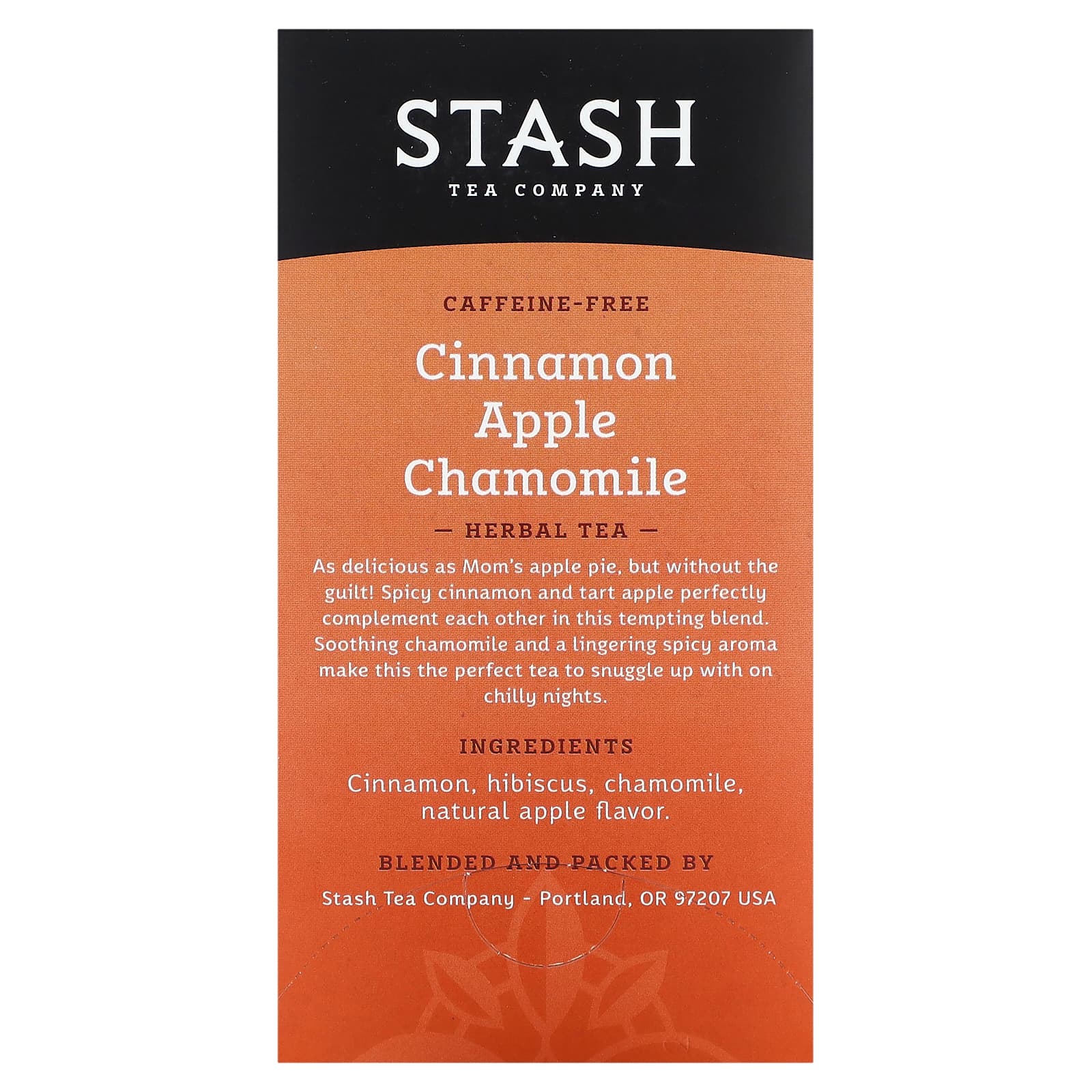 Травяной чай Stash Tea 20 Tea Bags, без кофеина, вкус Cinnamon Apple Chamomile, 40 г, чайные пакетики — фото 3