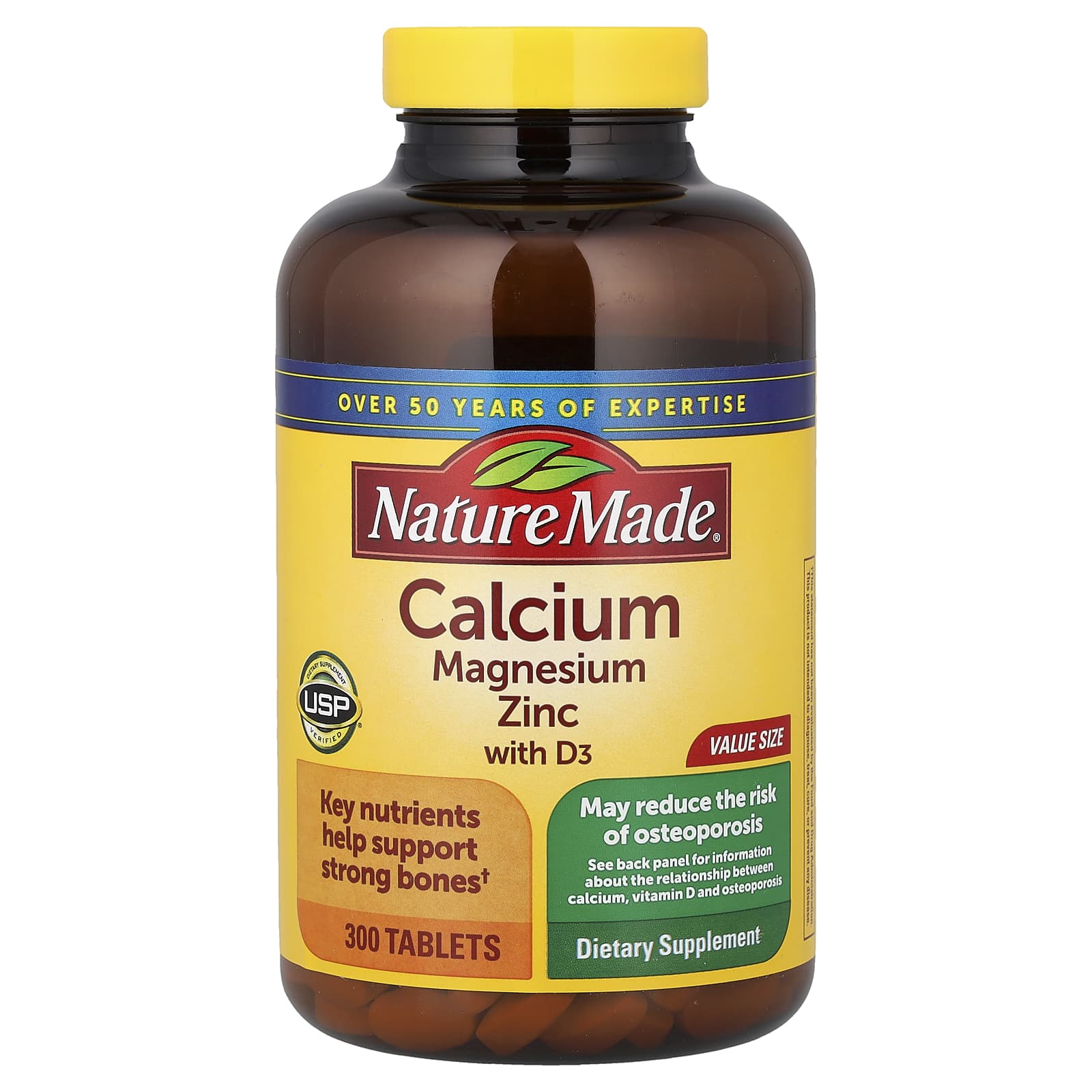 Витамин D3 Nature Made Calcium Magnesium Zinc, 300 таблеток