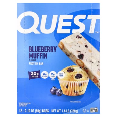 Протеиновый батончик Quest Nutrition, вкус Blueberry Muffin, 60 г, 12 шт.