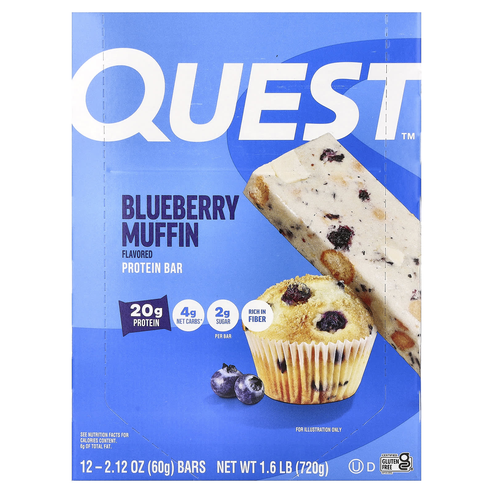 Протеиновый батончик Quest Nutrition, вкус Blueberry Muffin, 60 г, 12 шт.