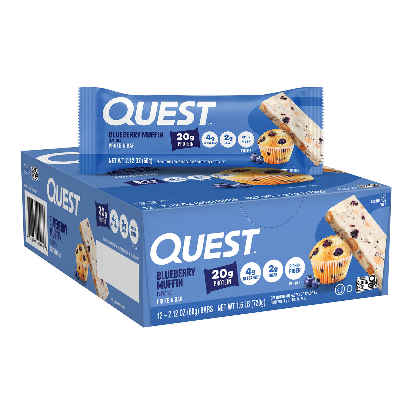 Протеиновый батончик Quest Nutrition, вкус Blueberry Muffin, 60 г, 12 шт. — фото 4