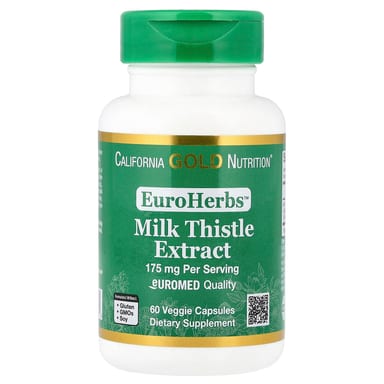 Расторопша California Gold Nutrition EuroHerbs Extract Euromed Quality, 175 мг, 60 растительных капсул