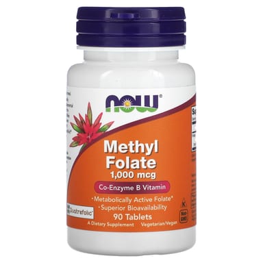 Фолат NOW Foods Methyl, 1000 мкг, 90 таблеток