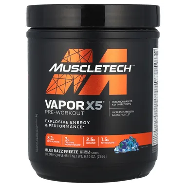 Фото товара: Предтренировочный комплекс MuscleTech VaporX5® Blue Razz Freeze, 266 г