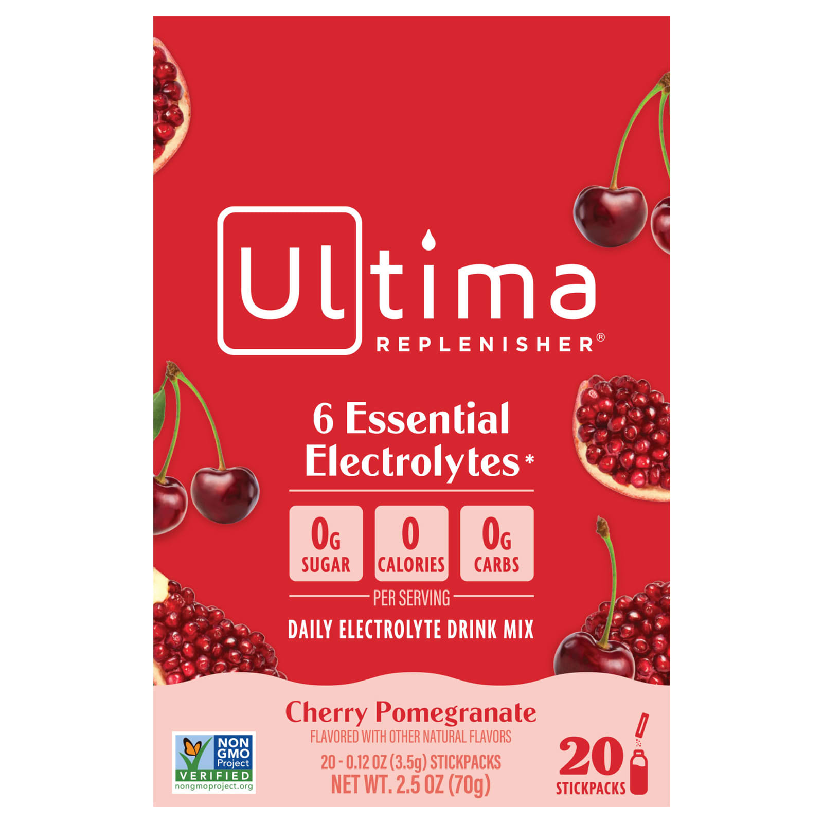Гранат Ultima Replenisher Electrolyte Mix Cherry 20 StickPacks, 3.4 г — фото 2