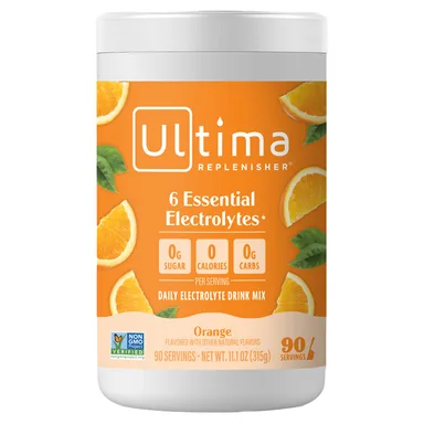 Фото товара: Электролиты Ultima Replenisher 6 Essential Daily Electrolyte Drink Mix, вкус «апельсин», 315 г, смесь для напитка