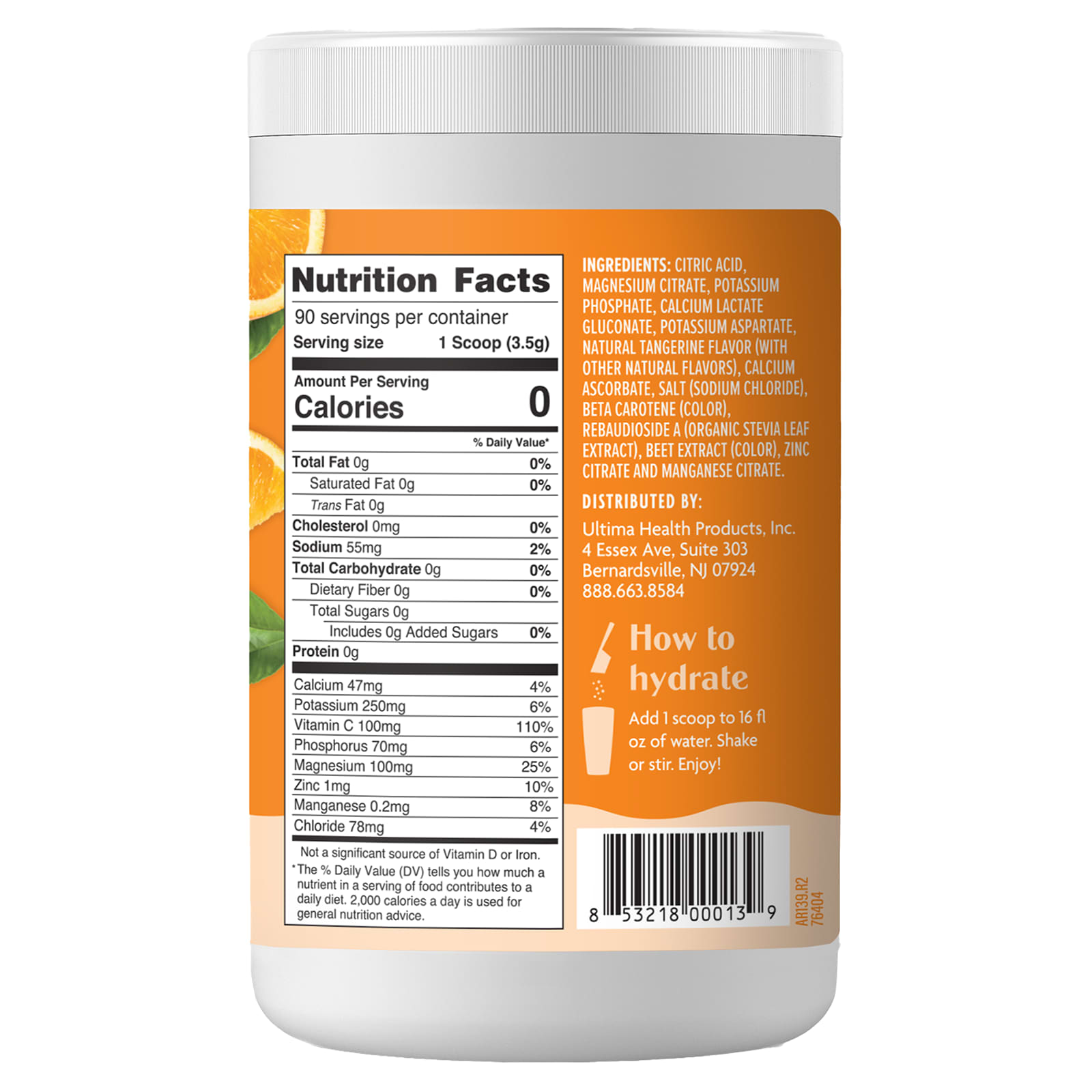 Электролиты Ultima Replenisher 6 Essential Daily Electrolyte Drink Mix, вкус Orange, 315 г, смесь для напитка — фото 2