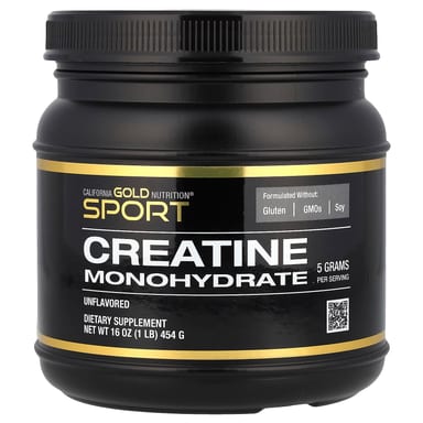 Креатин моногидрат California Gold Nutrition Sport Pure, без вкуса, 454 г