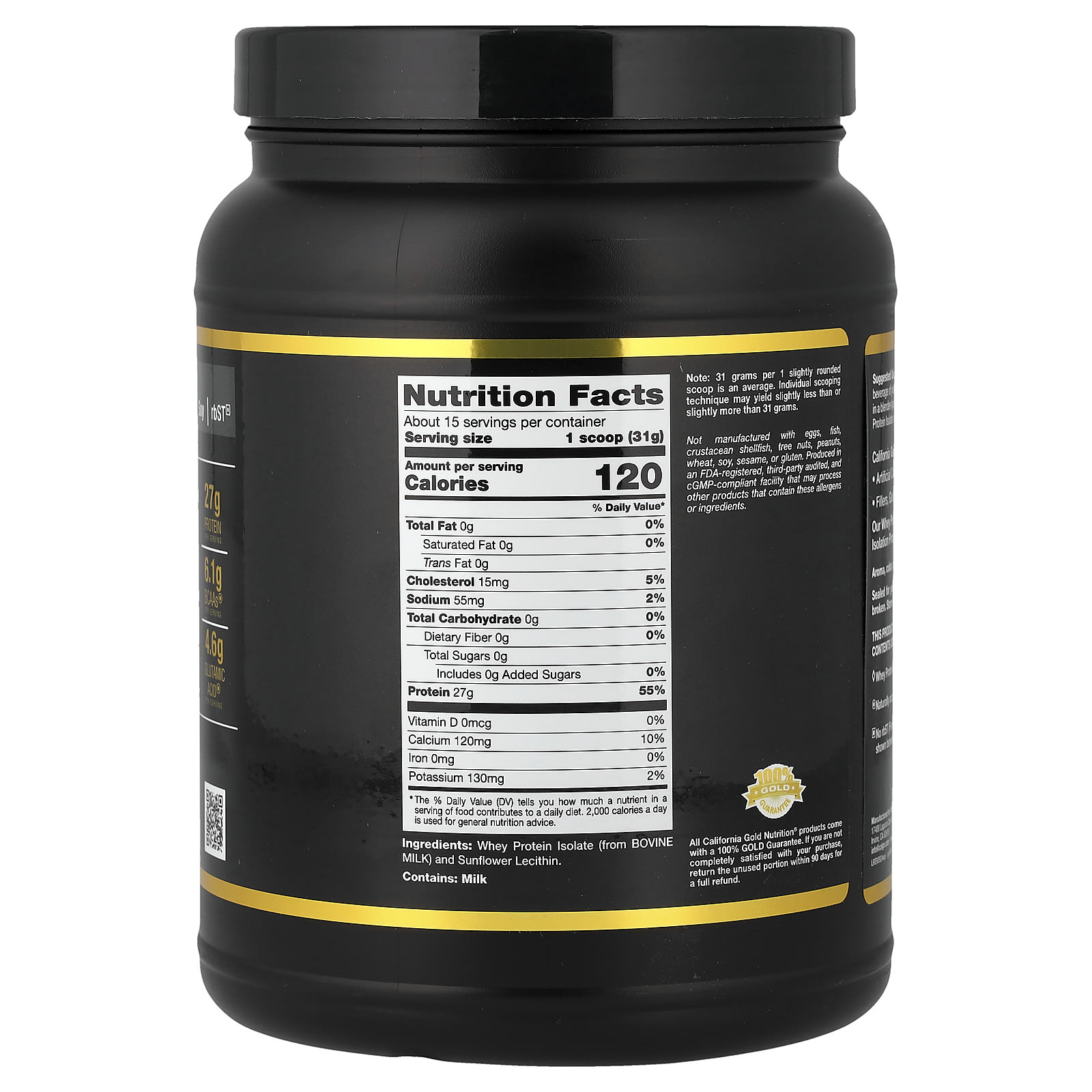 Сывороточный протеин California Gold Nutrition Sport Isolate, без вкуса, 454 г — фото 4