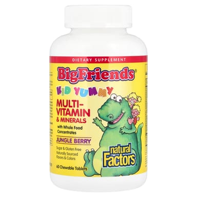 Мультивитамины Natural Factors Big Friends® & Minerals Jungle Berry, 60 жевательных таблеток
