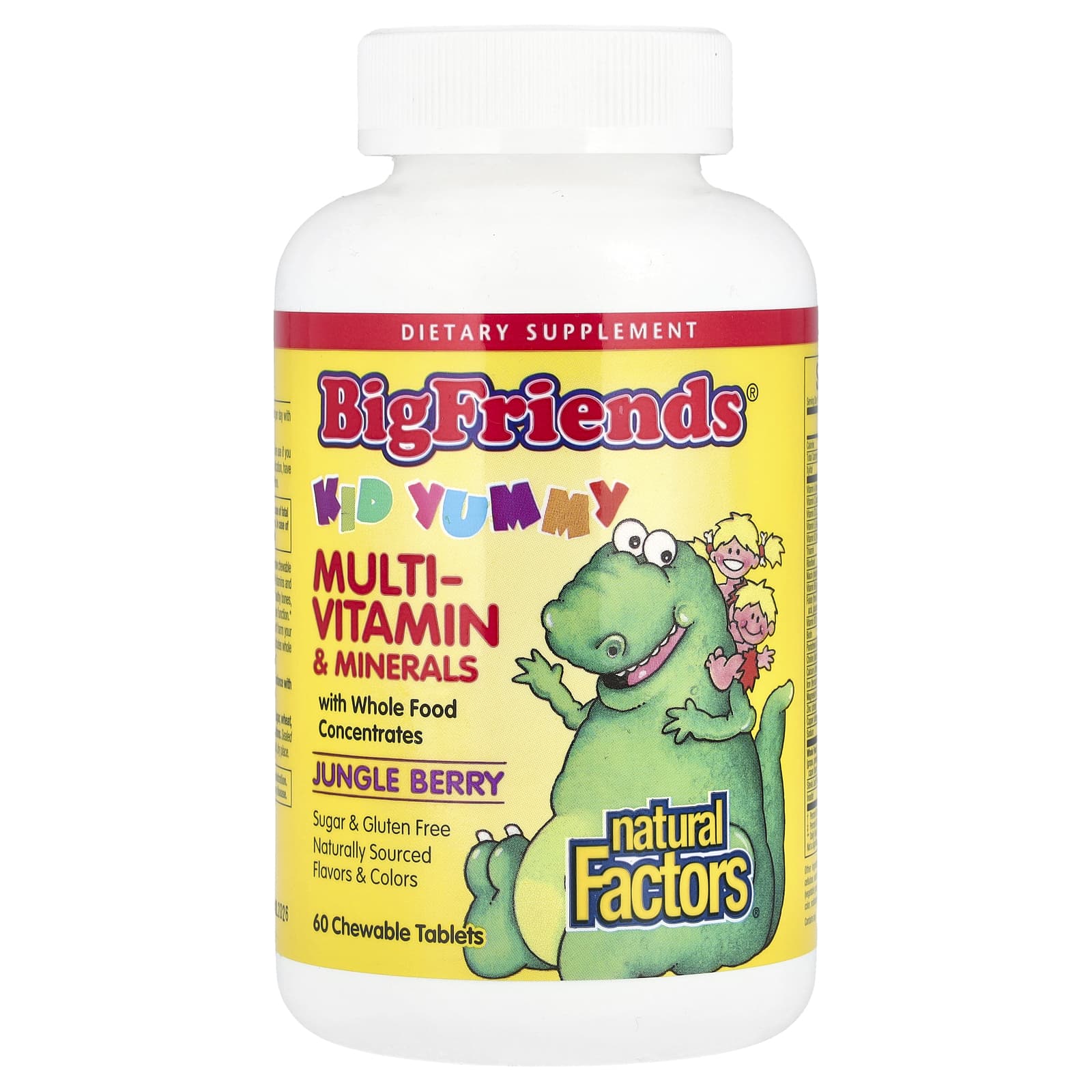 Мультивитамины Natural Factors Big Friends® & Minerals Jungle Berry, 60 жевательных таблеток