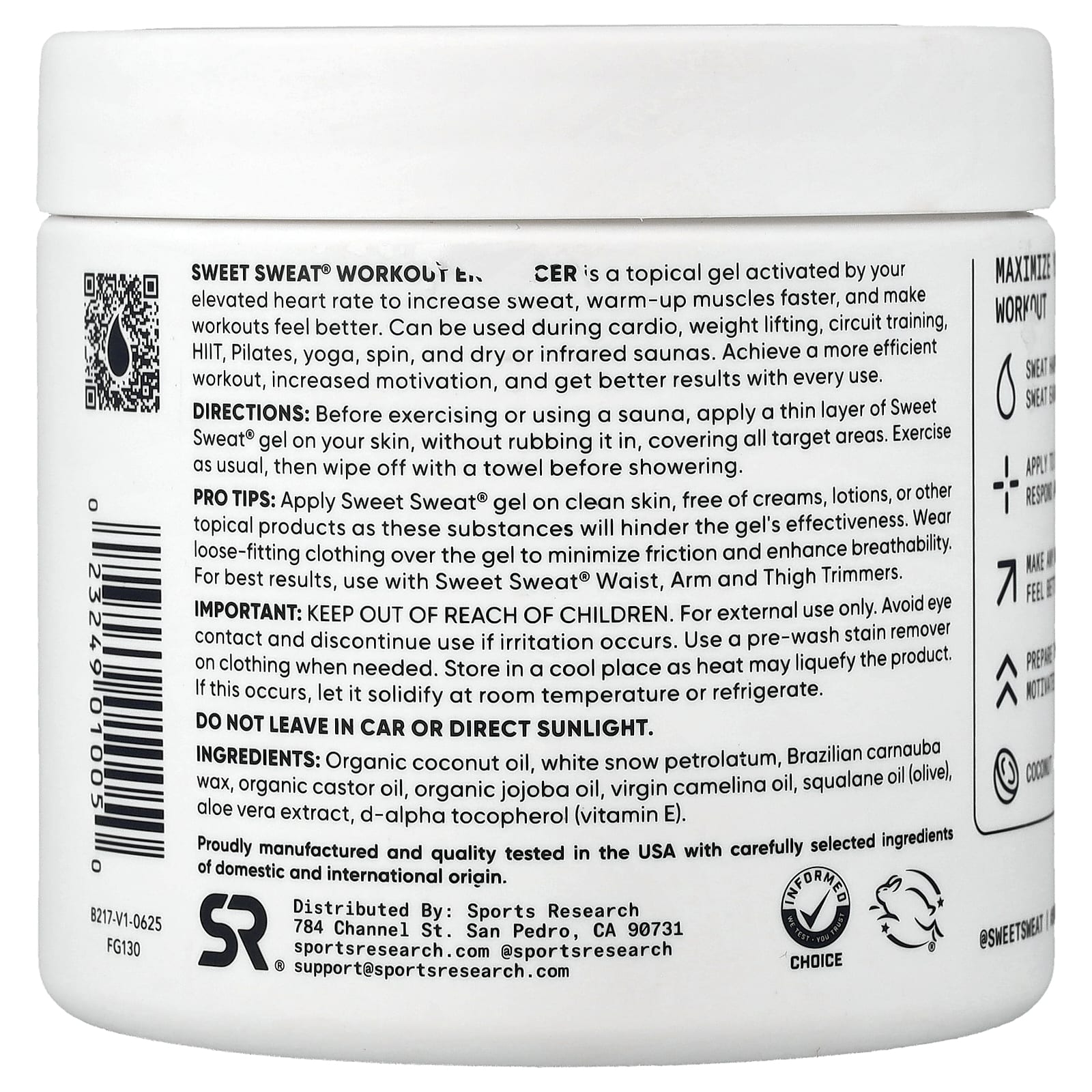 Улучшитель тренировки Sports Research, 13.5 oz (383 g) кокосовый — фото 2
