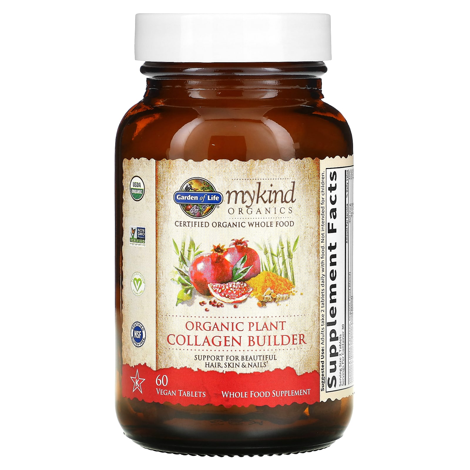 Коллаген Garden of Life MyKind Organics Organic Plant Builder 60 Vegan Tablets, таблетки — фото 2