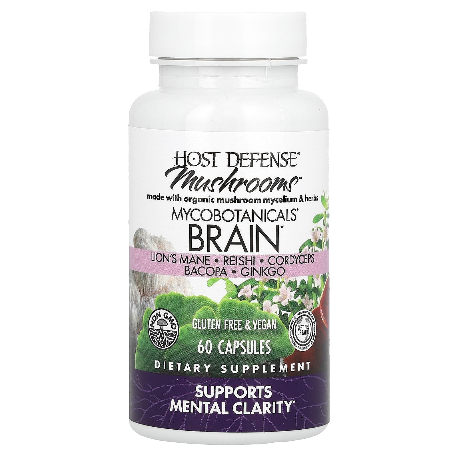 Грибной комплекс Host Defense Brain, оттенок MycoBotanicals, 60 капсул
