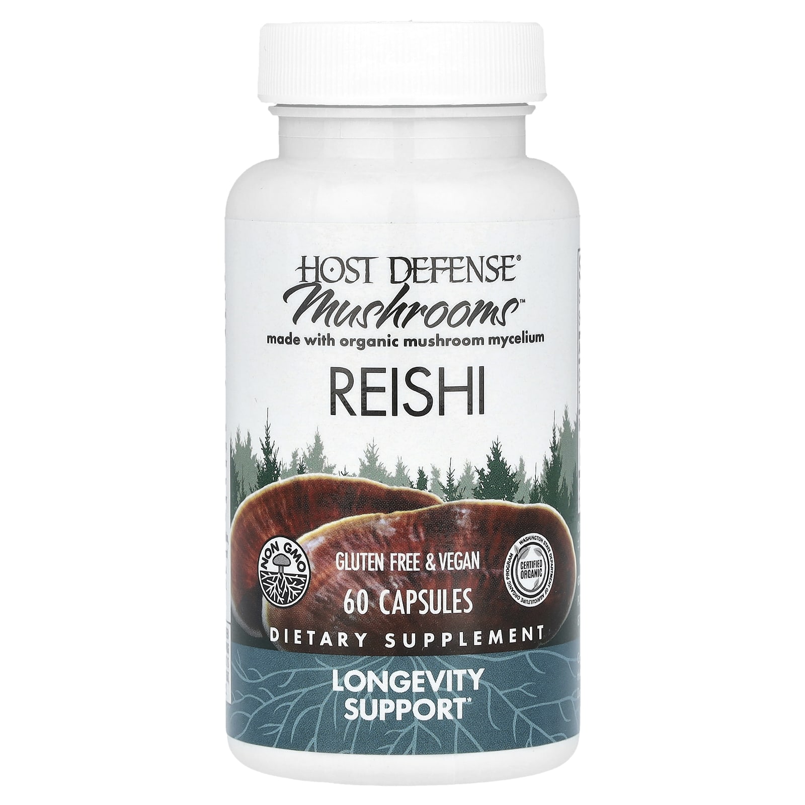 Грибной комплекс Host Defense™, оттенок Reishi, 0.5 г, 60 капсул