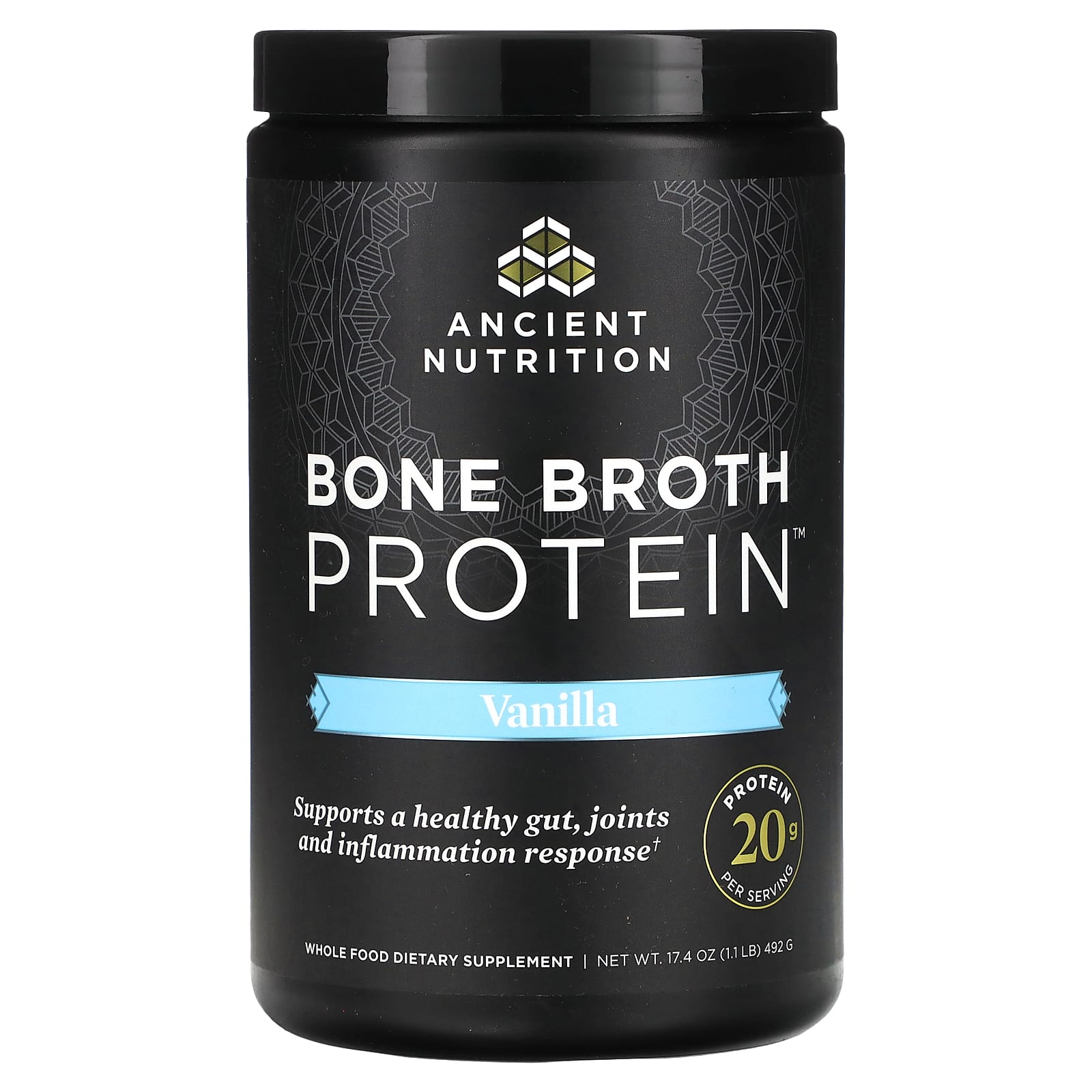 Протеин Ancient Nutrition Bone Broth, вкус Vanilla, 492 г