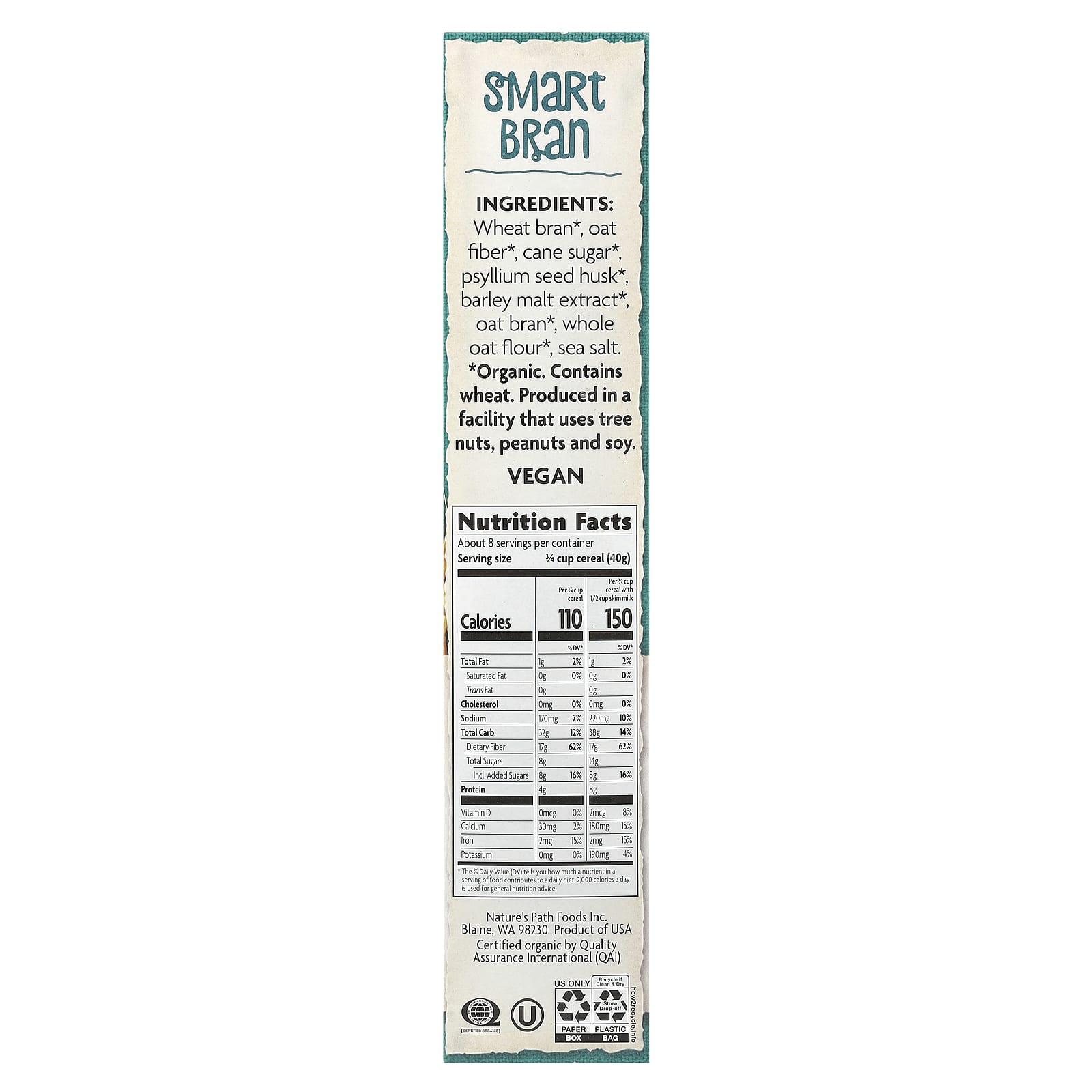 Хлопья Nature's Path Organic Smart Bran, 300 г — фото 2