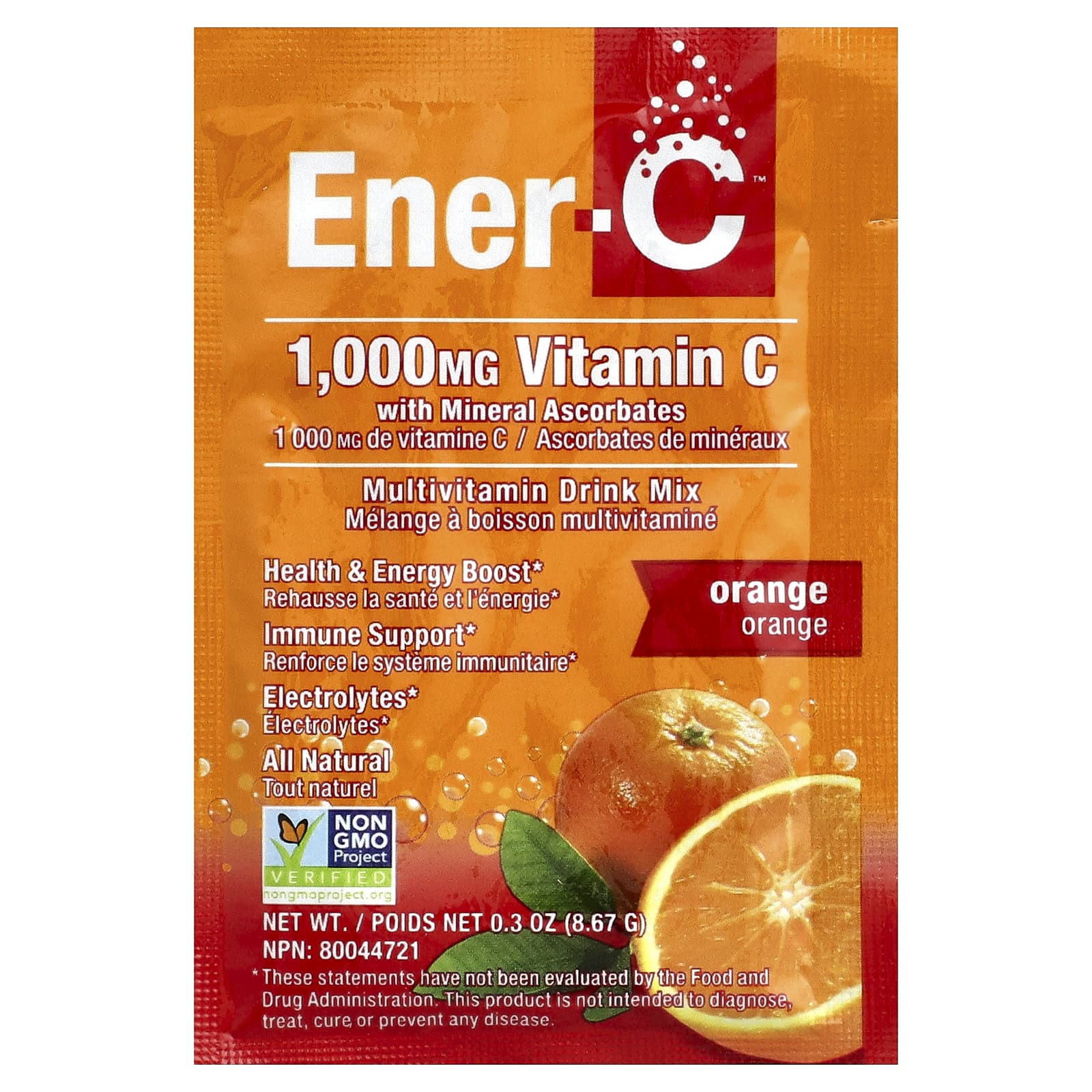 Мультивитамины Ener-C Vitamin C Drink Mix Orange, оттенок 30 Packets, 8.67 г, смесь для напитка