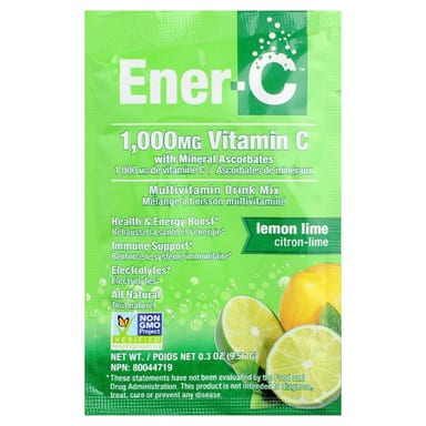 Мультивитамины Ener-C Bubbly Drink Mix Lemon Lime, оттенок 30 Packets, 9.56 г, смесь для напитка