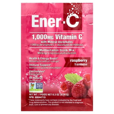 Мультивитамины Ener-C Bubbly Drink Mix Raspberry, оттенок 30 Packets, 9.28 г, смесь для напитка
