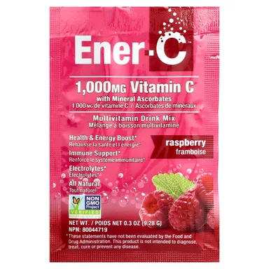 Фото товара: Мультивитамины Ener-C Bubbly Drink Mix Raspberry, 30 саше, 9.28 г, смесь для напитка