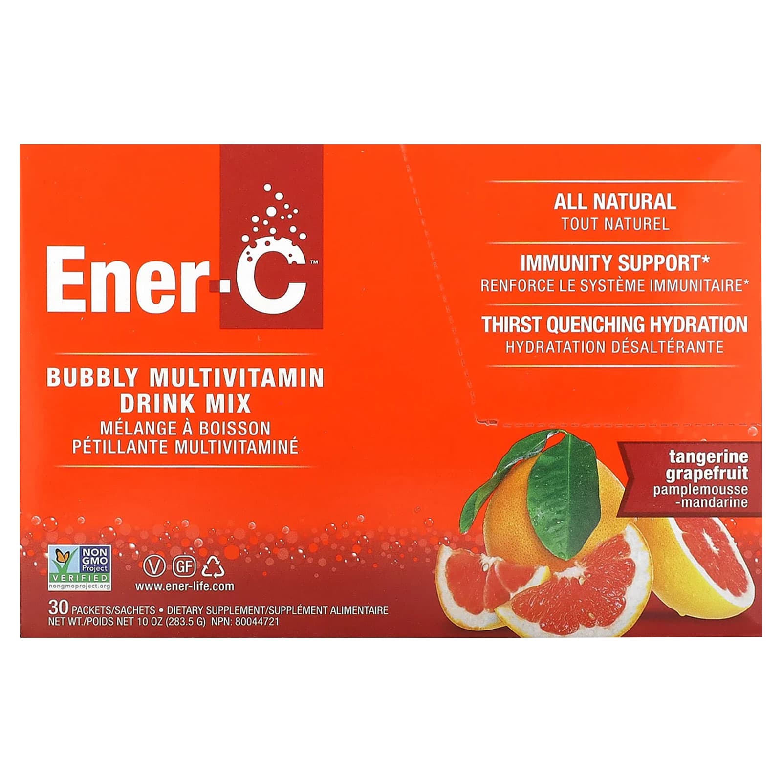 Мультивитамины Ener-C Vitamin C Bubbly Drink Mix Tangerine Grapefruit, оттенок 30 Packets, 1000 мг, смесь для напитка — фото 3
