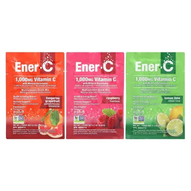 Фото товара: Мультивитамины Ener-C Bubbly Drink Mix Variety Pack, 30 саше, 1000 мг, 282.9 г, смесь для напитка