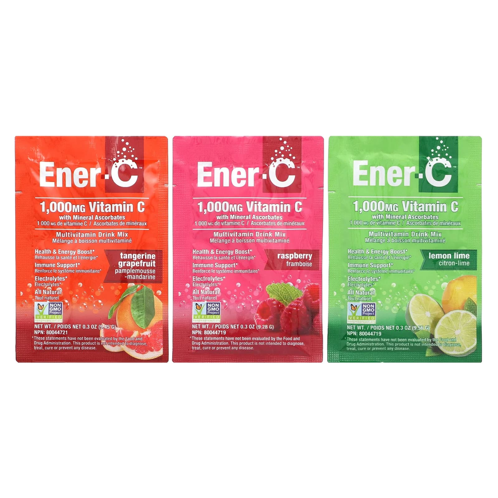 Мультивитамины Ener-C Bubbly Drink Mix Variety Pack, оттенок 30 Packets, 1000 мг, 282.9 г, смесь для напитка — фото 2