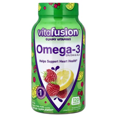 Омега-3 VitaFusion EPA/DHA & ALA Gummies, вкус Raspberry Lemonade, 120 жевательных пастилок