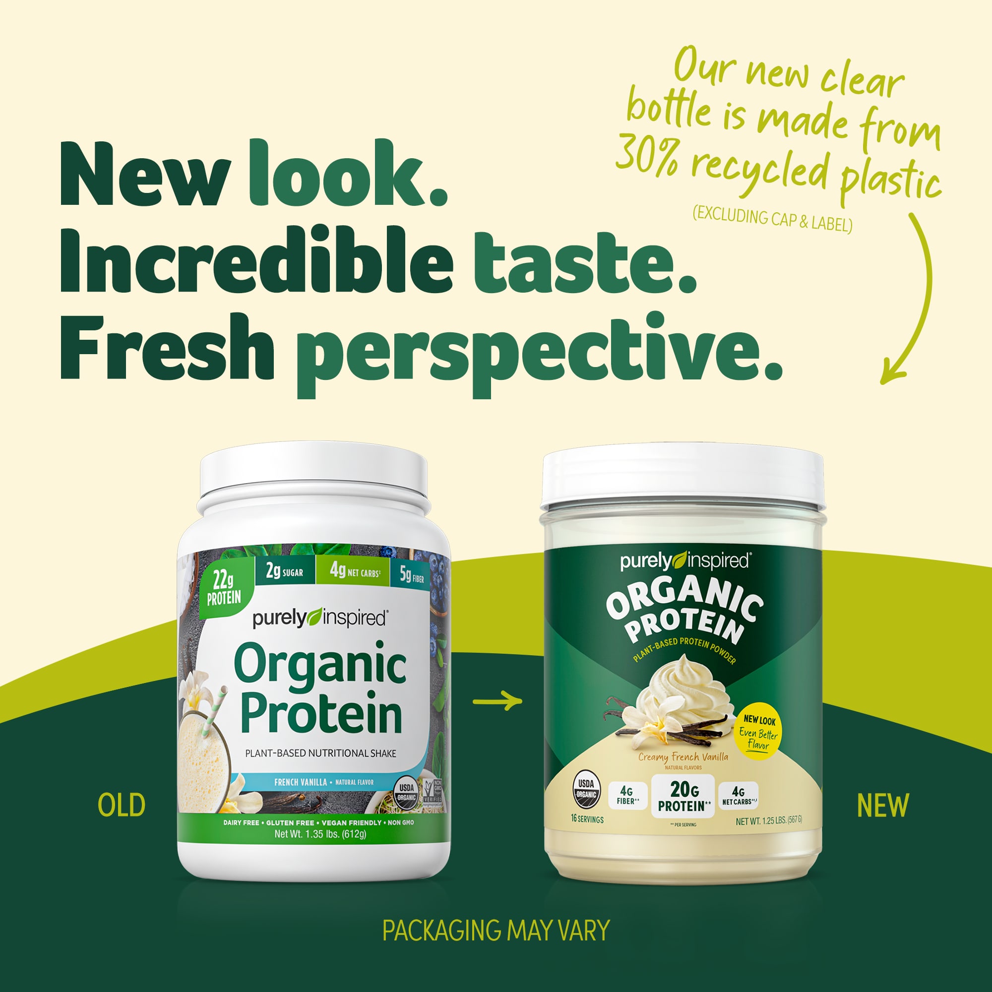 Протеиновый порошок Purely Inspired Organic Plant-Based, вкус Creamy French Vanilla, 567 г