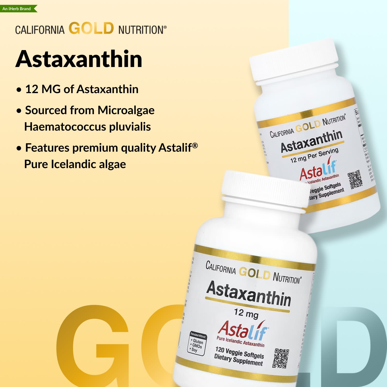Астаксантин California Gold Nutrition Astalif® Pure Icelandic 120 Veggie, 12 мг, мягкие капсулы — фото 6