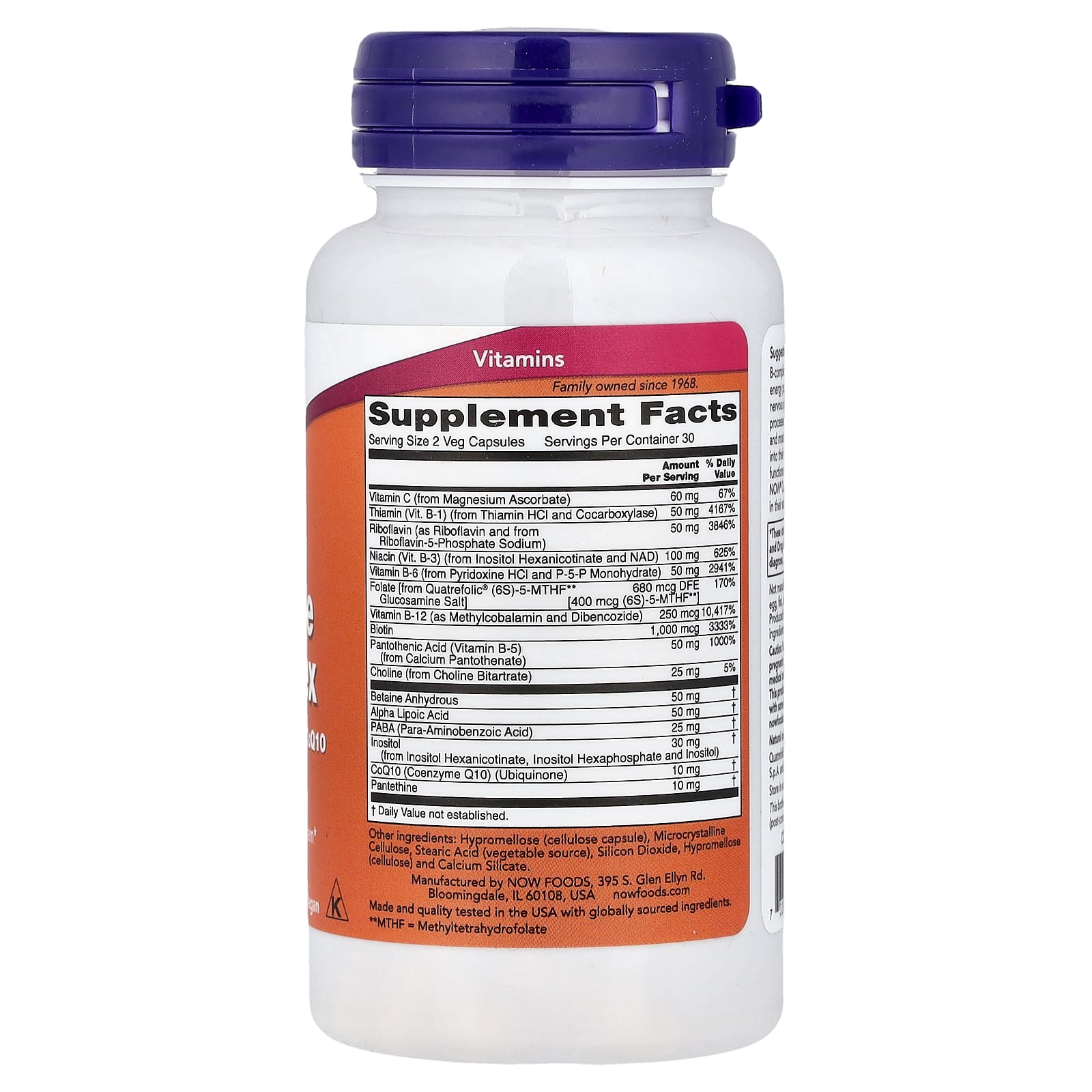 Комплекс витаминов B NOW Foods Co-Enzyme B-Complex, 60 растительных капсул — фото 2