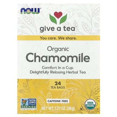 Чайные пакетики NOW Foods Organic Chamomile Tea 24, без кофеина, 36 г