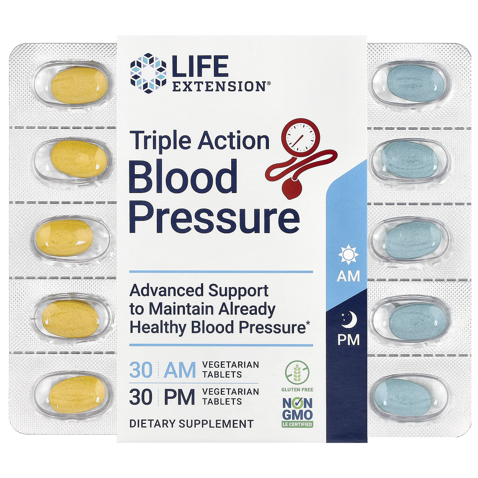 Тройное действие для давления Life Extension, 60 вегетарианских таблеток