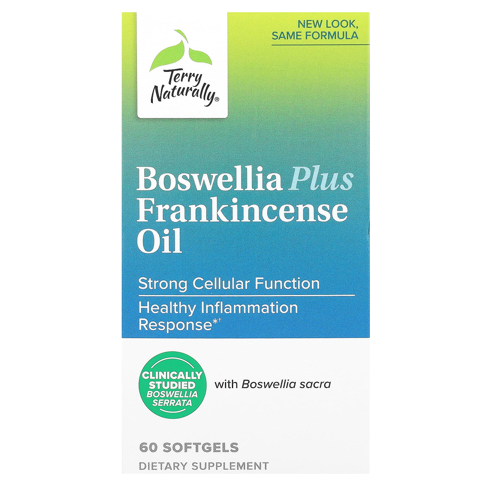 Босвеллия Terry Naturally Plus Frankincense Oil, 60 мягких капсул
