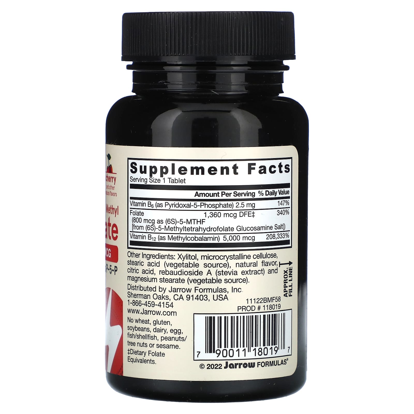 Метил B12 Jarrow Formulas Vegan Methyl & Methyl Folate Ultra Strength, вкус Cherry, 60 жевательных таблеток — фото 7