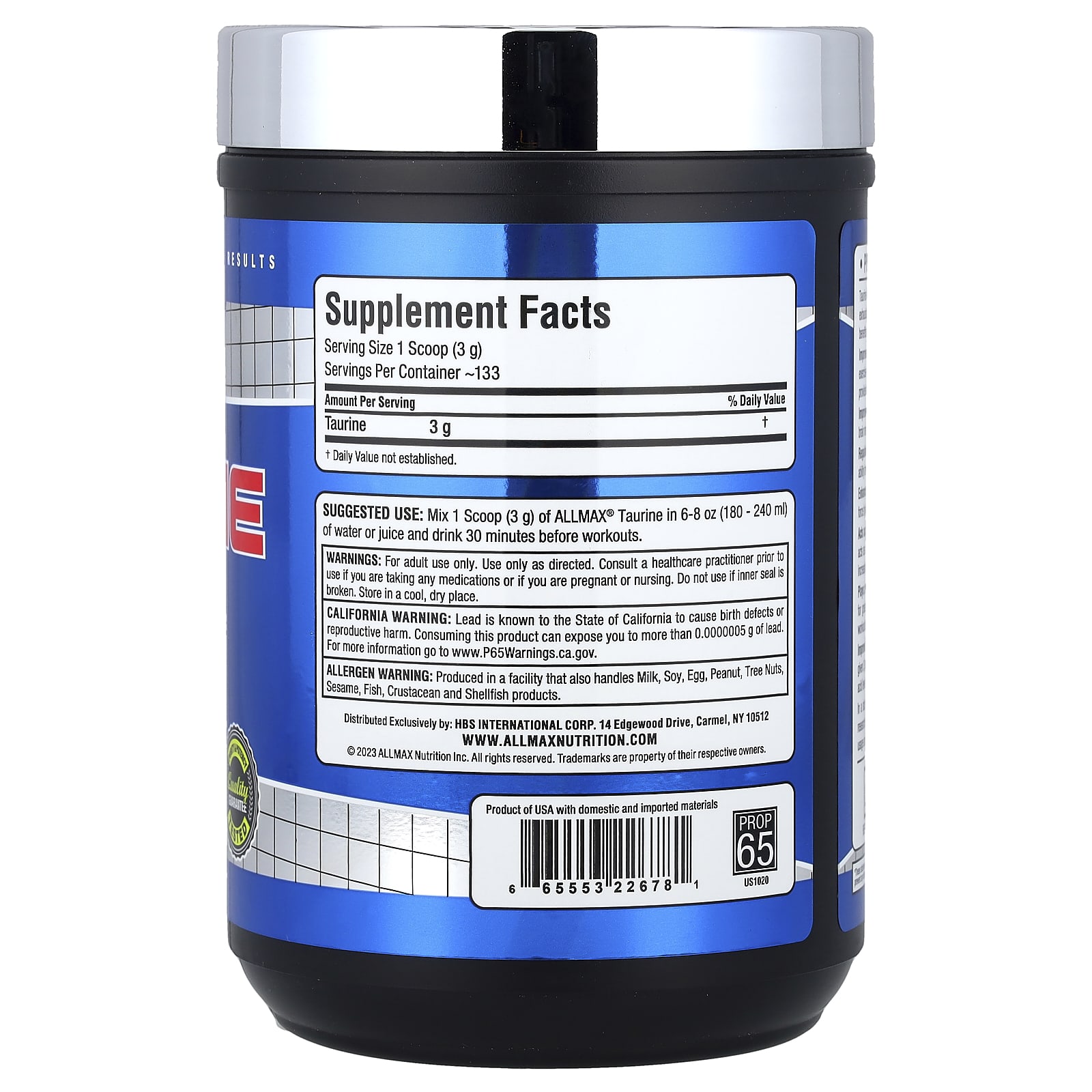 Таурин ALLMAX Essentials, 400 г — фото 2