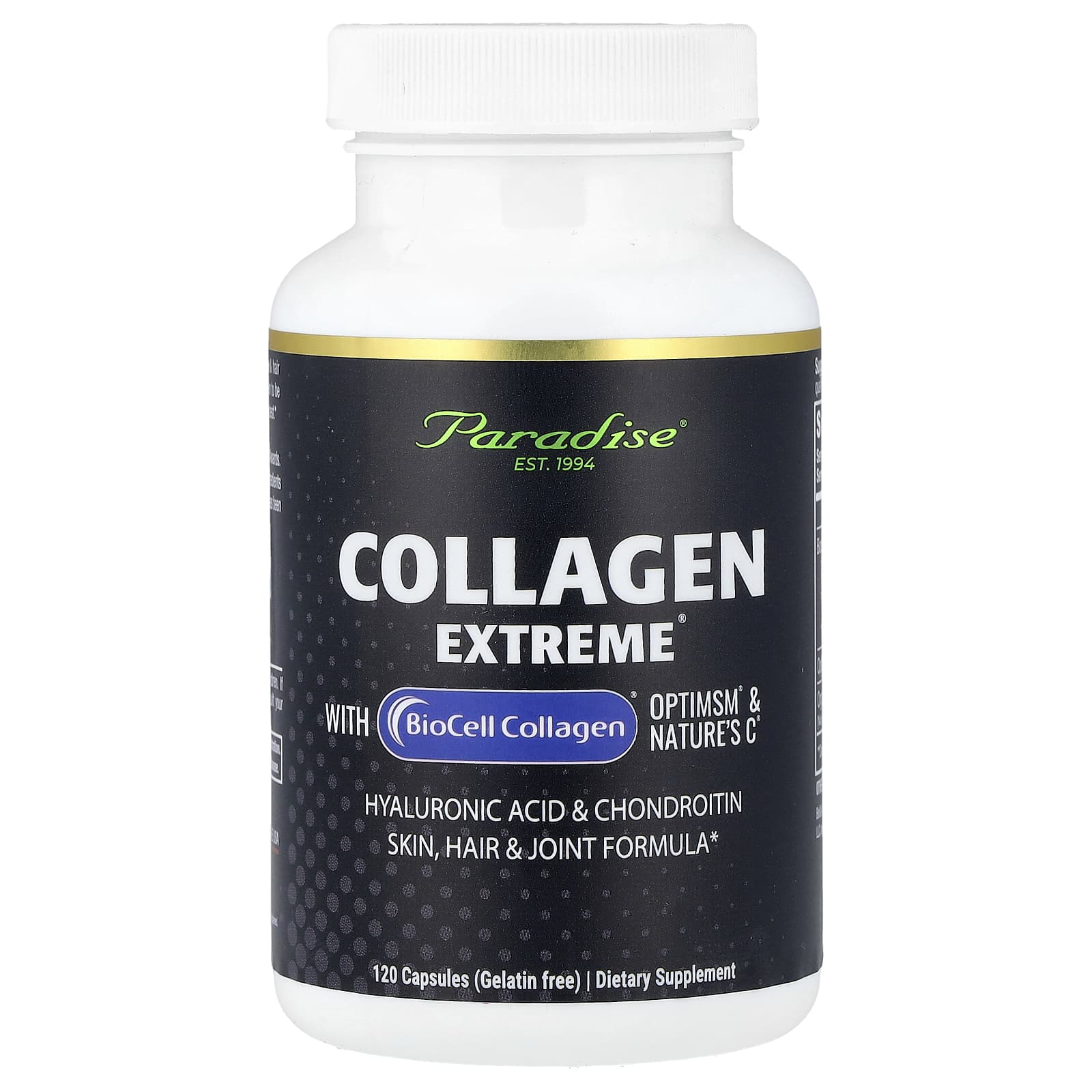 Коллаген Paradise Herbs Extreme® with BioCell® OptiMSM® & Nature's C®, 120 капсул